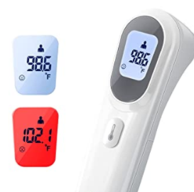 GE Termómetro digital para adultos y niños, sin contacto 2 en 1, termómetro de frente sin contacto, escáner de temperatura infrarroja, lectura precisa instantánea, funcionamiento de 1 botón y alerta de fiebre.